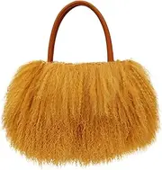 [FINILUO] luxury real lamb fur/mongolian fur beach wool fur bag handbag