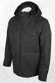 Tommy Hilfiger Men's Coat Sherpa Lined Softshell Jacket Black Snap Pockets