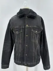 NWT Chubbies Sherpa Lined Black Denim Trucker Jacket Midnight Rider MEDIUM