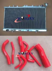 Aluminum radiator & Hose for Nissan N14 GTIR SR20DET /Pulsar N15 1991-1999 RED