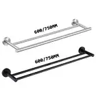 Double Towel Rail Rack 600mm 700mm Wall Holder 304 Stainless Steel Chrome/Black