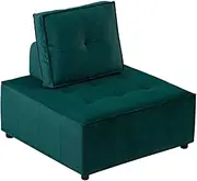 Foret 86cm Armless Seat Modular Extension Lounge Couch Velvet Fabrics Sofa Green