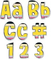 FYSUIMU 219 Pcs Back to School Bulletin Board Letters Pencil Alphabet Number Symbol Paper Cutouts First Day of School Decoration Letters Combo Set for Home Classroom Party