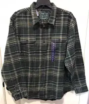 Woolrich Shirt Mens 2XL Green Grid Plaid Brawny Flannel Long Sleeves Shacket NWT