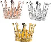 Generic 3pcs Mini Alloy Rhinestone Crown Cake Toppers Lightweight Princess Cake Decorations for Birthdays Weddings and Bridal Showers Versatile and Elegant