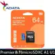 ADATA 威剛 64GB 記憶卡 64G Premier microSDXC UHS-I (A1 V10) 64G 記憶卡X1【原廠公司貨+終身保固】