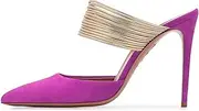 [Minishion] Womens Stiletto Heel Slide Mules Pointed Toe Wedding Prom Pumps Shoes TM010