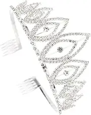 Baluue Unique and Distinctive Silver Metal Bride Crown Elegant Headwear with Comb for Wedding Party