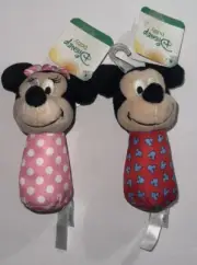 Disney Baby Mickey & Minnie Mouse Soft Plush Stick Rattle Disney Baby New