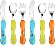Lehoo Castle Toddler Cutlery, 6 PCS Childrens Cutlery Set, Kids Cutlery Set Includes 2 x Childrens Forks/Knives/Spoons, Toddler Knife and Fork Set (Dinosaur)