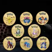 8PCS Gold Pokemon Commemorative Coins Set – Pikachu, Charizard, Mewtwo & More