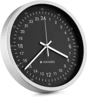 24 Hour Wall Clock 11.8" Analog Military Time Silent Non-Ticking Battery Operate