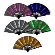 LED Hand Fan Party Wedding LED Glowing Dance Hand Held Folding Fan