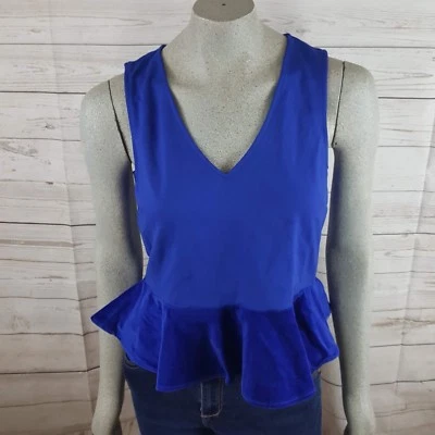 J. CREW NEW Blue Small Velvet Peplum Women's V-Neck Tank Cami Top