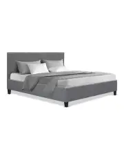 [Artiss] Double Size Fabric Bed Frame Headboard Grey