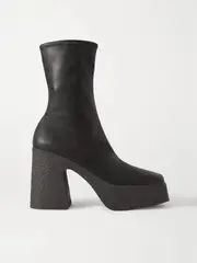 [Stella McCartney] Stella McCartney - Vegetarian Leather Platform Ankle Boots - Black - IT39 IT 39 Black