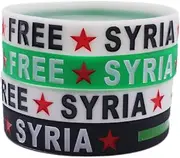 Gmbkouo 4 Pcs Syria Flag Bracelets,Outdoor Sports Stretchy Silicone Wristbands, One Size, Silica, Silica
