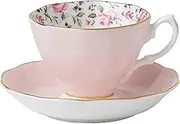 [Royal Albert] 8704026135 Rose Confetti Teacup and Saucer Set, Multicolour, 20.3cm