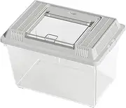 Generic Turtle Tank, Pet Container, Reptile Habitat, Multi-Purpose Reptile Tank, Feeding Box for Frogs, Small Reptiles, Crabs, Grey