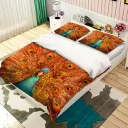 3D Peacock Feather P324 Animal Bed Pillowcases Quilt Duvet Cover Set Queen Kay