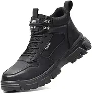 [ZHENSI] Safety Boots Men Waterproof Steel Toe Cap Trainers Welding Safety Work Boots Lightweight Construction Boots