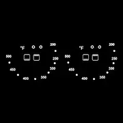 HALLMERS 2X 200-500 Degree Fahrenheit Clockwise Half Turn Oven Temperature Dial Symbols Decal Control Panel Labels (White Print Clear Adhesive) Replacement Sticker Electric Temp Knob
