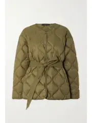 [RAG & BONE] RAG & BONE - Rudy Belted Quilted Shell Down Coat - Army green - large large Green