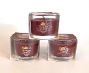 Lot of 3 Yankee Candle Maroon Red Mini Holiday Candles in Holiday Zest