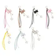 Elegant Bag Accessory Leather Tassels Bows Keyring Decoration for Daily Use