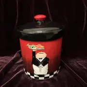 Paris Chef Cannister by Jennifer Garant, with Lid & Rubber Seal, 8.5" Tall,...