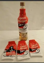 New pack of 4 Captain Morgan Rum - Ugly Christmas Sweater - Coozie- alcohol