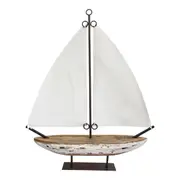 Timber Wood Metal 47cm Decorative Sail Boat Tabletop Ornament Home Office Decor