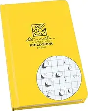 Rite in the Rain Weatherproof Hard Cover Notebook, 4.75" x 7.5", Yellow Cover, Field Pattern (No. 350F)