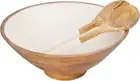 Wooden Salad Bowl Set (Large Serving Bowl W/Utensils); Salad Serving Set in Mang