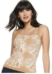 Nine West Knit Tank Top Tan Python Snake Print $40 Size XXL