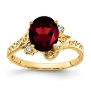 Solid 14k Yellow Gold Simulated Garnet CZ Ring