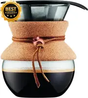 Pour Over Coffee Maker 0.5L with Cork Sleeve Glass Drip Brewer Manual Filter