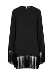 Taller Marmo Claudia Fringed Mini Dress - Black - 44 (UK12 / M) 44 (UK12 / M)