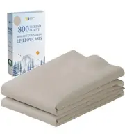 Pillow Cases Standard Size Set of 2 - Luxury 800 Thread Count, Natural 100% C...
