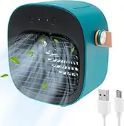 Desk Air Cooler, Mini Air Cooler Portable Small Desktop Air Cooling Fan Adjustable USB Portable Air Conditioner Mini Fans for Bedroom Office Indoor (Green)