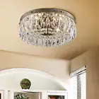 Antique Silver French Empire Crystal Semi Flush Mount Chandelier Lighting LED Ce