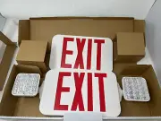 Compass 488U41 LED Emergency Exit Sign Light 120/277V White Red Text Double Face
