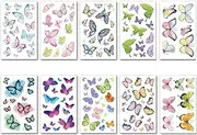 10 Sheets Glitter Color Butterfly Tattoo Stickers Waterproof Cartoon Children Party Temporary Tattoo