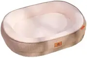 Thickened Snow Grain Fleece Premium Orthopedic Pet Bed, Removable and Washable, Non-Slip Base and High Resilience Foam, Suitable for Small and Medium-Sized Pets All-Season Pet Beds (Beige,S)