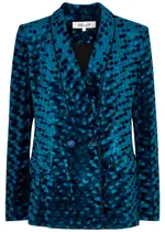 Diane Von Furstenberg Chiana Leopard-print Velvet Blazer - Dark Blue - 4 (UK8 / S) 4 (UK8 / S)