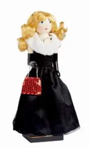 Glam Nutcracker Pretty Lady Girl Nutcracker Black Dress Diva 14" Shopper Xmas