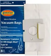 8pk Envirocare Micro Filtration Kenmore Canister Magic Blue Vacuum Bags 51195