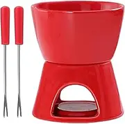 Fondue Set for Chocolate - Non-Stick Ceramic Fondue Cup | Chocolate Melting Pot with Forks, Large Capacity Warmer Cup for Dipping Fruits, Cheese, Snacks, Perfect for Housewarming, Valentine's, Birthda