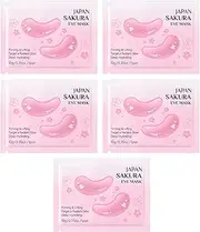 TiaoBug Cherry Blossom Eye Mask 5 Pairs for Women Girls Hydrating Moisturizing Soft Comfortable Under Eye Care Pads Pink One Size
