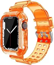 Soft Silicone Cute Jelly Transparent Band for Apple Watch Bands 38mm 40mm 41mm 42mm 44mm 45mm, Strap with Protective Bumper Case for iWatch Series 8 7 6 5 4 3 2 1 SE